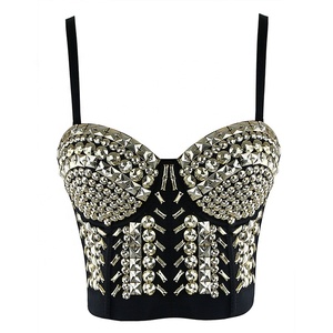 Corsetto Steampunk Sexy gotico da donna Push up <span class=keywords><strong>reggiseno</strong></span> <span class=keywords><strong>bustier</strong></span> corpetto CropTop scheggia di strass Lingerie Sexy <span class=keywords><strong>reggiseno</strong></span> rivetti corpetto - Product Image 1