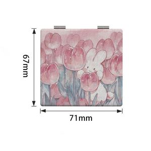 Miroir de maquillage Tulip style Ins, double face, HD, pour détails du visage, portable, pliable, petit miroir à main, outils de maquillage pour filles - Product Image 5