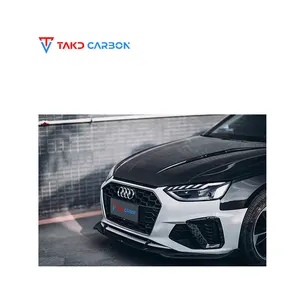 TAKD Carbon Brand Perfect Fitment Dry Carbon Fiber Front Bumper Lip universal rear spoilers For AUDI A4,S4,A5,S5 PA B9.5