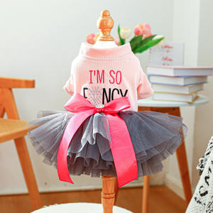 Bereit zu versenden Haustier Kleidung XS-XL Hund Mode Kleidung Frühling Sommer Hund Kleidung Stilvolle Gaze Kleid mit Bowknot - Product Image 5