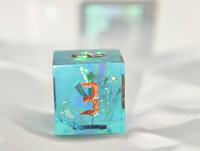 Jeu de dés DND bleu 7 pièces, dés Dragon, revêtement arc-en-ciel, matériau en résine polyédrique, bords tranchants, RPG, lumière Aurora