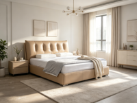 Cadre de lit king-size moderne en cuir véritable, ensemble de meubles de chambre à coucher, lit king-size de luxe, lit moderne et élégant, meubles de chambre à coucher