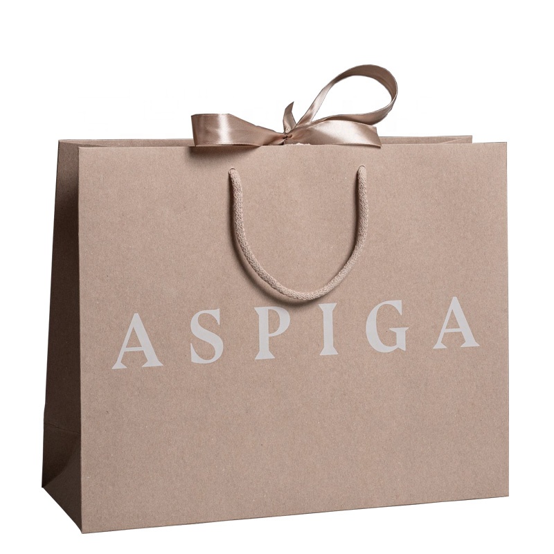 wholesale custom printed craft brown kraft paper shopping bags with handles