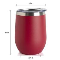 Mug isotherme double paroi en acier inoxydable de 12 oz, forme œuf, avec logo personnalisé 2025 et couvercle coulissant – Verre à vin sans pied personnalisé