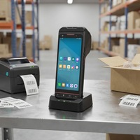 Terminal de données mobile PDA portable avec écran tactile intelligent, robuste, pour la logistique d'entrepôt, Android 13, lecteur de codes-barres sans fil avec imprimante