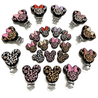 Nouvelles perles en silicone pour bébé, motif animal de dessin animé (Léopard, Mickey, Minnie), certifiées CE/EN71, qualité alimentaire, pour chaîne de sucette ou collier DIY
