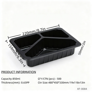 Plateaux repas jetables en <span class=keywords><strong>plastique</strong></span> PP de qualité <span class=keywords><strong>alimentaire</strong></span> à 1, 2 ou 3 compartiments – Vente en gros - Product Image 2