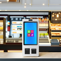 Terminal POS de pantalla táctil de 23,6 pulgadas, montaje en suelo, SDK, pago de autoservicio, KFC McDonald, restaurante, pedido de comida, lector de código de barras