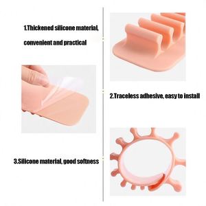 Silicone Makeup Brush Holder <b>Wall</b>-Mounted Adhesive Storage Rack with Cleaning Pad OEM Welcomed for Cosmetics - Product Image 4