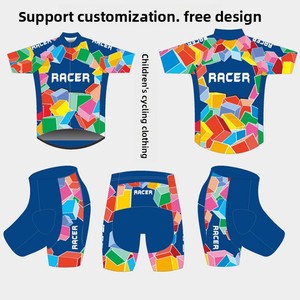 カスタムキッズサイクリングジャージセット子供用昇華プリント自転車ウェアショーツスーツOEM卸売半袖男の子女の子用 - Product Image 1