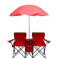 Chaise de camping et de plage pliable double avec parasol réglable et glacière pour événements sportifs