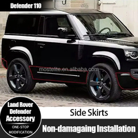Land Rover Defender 110 için Siyah Parlak Kaplama Ön ve Arka Tampon Çamurluk Etekleri Kapı Döşeme Paneli Yükseltme