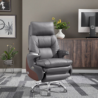 Chaise de bureau exécutive moderne de massage électrique haut de gamme, ergonomique, réglable, pivotante, en cuir véritable, professionnelle
