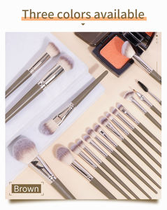 Juego de 15 <span class=keywords><strong>Brochas</strong></span> de Maquillaje de Pelo de Cabra Negro con Brocha Plana, Corrector, Herramientas Faciales, Juego de Alta Calidad para Polvo y Sombra de Ojos - Product Image 6