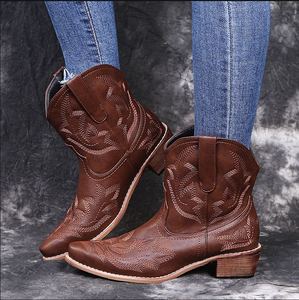<span class=keywords><strong>Botas</strong></span> <span class=keywords><strong>de</strong></span> Cuero para <span class=keywords><strong>Mujer</strong></span>, Otoño-<span class=keywords><strong>Invierno</strong></span> <span class=keywords><strong>2022</strong></span>, Estilo Independiente, Talla Grande, Bordadas, Punta en Pico - Product Image 5