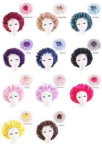 Bonnet de nuit en satin doublé grande taille pour femme, motif imprimé, en soie, vente en gros - Product Image 2