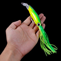 Leurre souple pieuvre/calamar lumineux de 14 cm et 40 g avec hameçon triple pour la pêche en mer à la traîne et au lancer