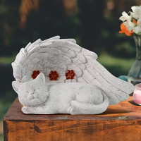Statue de chat en résine blanche lumineuse personnalisée, peinte à la main, figurine féline nordique avec ailes d'ange, décoration d'intérieur, marque JHB Fujian
