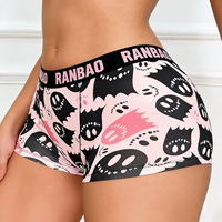Shorty femme personnalisé Y2K avec imprimé fantôme de dessin animé, taille mi-haute, extensible, avec lettres et taille élastique, nouveauté