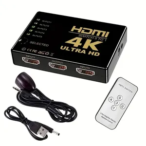 Répartiteur de câble 4K 2K 3x1 HDM Adaptateur de commutateur vidéo HD 1080P Hub HDM 3 entrées 1 port de sortie pour Xbox PS4 DVD HDTV PC portable TV