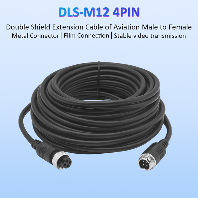 3M 9M 25M M12 4Pin Waterproof Aviation Plug Male to Female Camera Audio Video Extension Cable Car Camera Monitoring
