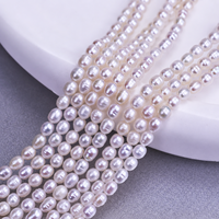 Perles d'eau douce ovales de qualité A, couleur crème, 5-5,5 mm, en fil, matériau semi-finis pour la création de bijoux faits main