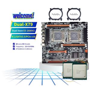New X79 ổ cắm kép máy chủ Bo mạch chủ Kit với 2xintel Xeon E5 2680v2 CPUs ECC Ram Dual CPU X79 Bo mạch chủ - Product Image 1