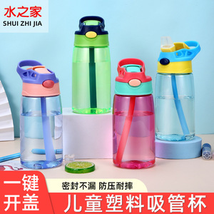 Children's Straw Water Bottle With Duckbill Lid 500Ml For Kids Kindergarten Use Cartoon Design Portable Sports Bottle - Product Image 2