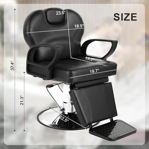 Custom High Quality All Black Belmont Antique <strong>Barber</strong> <strong>Chair</strong> Matte Black <strong>square</strong> with Headrest at Price in French Black Friday - Product Image 3