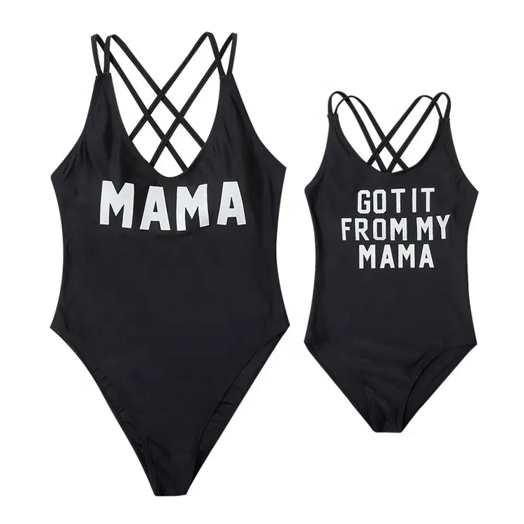 Hot Sale Mother Girls One-Piece Sweet Mom & Me Swimwear Bathing Women Swimsuit Monokini Swimming Suit