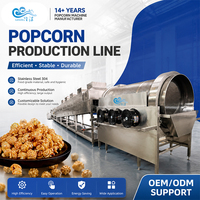 Ligne de production de pop-corn champignon à longueur personnalisable, chauffage électromagnétique, machine de traitement automatique du pop-corn à grande échelle