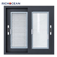 Fenêtre coulissante en aluminium RICHOCEAN à économie d'énergie avec stores intégrés, protection de la vie privée, verre à faible émissivité, fenêtres résidentielles