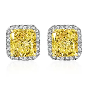 Anster 925 Sterling Silver 4ct Radiant Cut Simulated Diamond Studs Earrings For Women