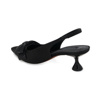 Chaussures en cuir personnalisées OEM ODM, nouvelle collection, talon vintage, bout pointu, nœud papillon en briques et pierres, pour femmes, chaussures de mariée, chaussures d'été, chaussures pour dames