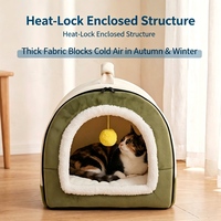 Grande maison pour chien, chaude en hiver, quatre saisons, avec lit amovible et lavable, et nid pour chat