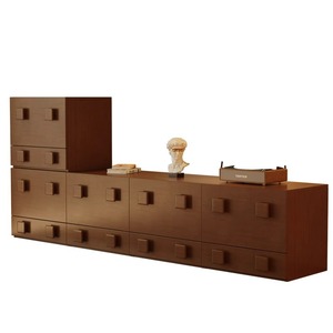 Mueble Carmen de Madera Maciza de Mediados de Siglo - Mueble de TV Francés Modular para Ahorrar Espacio - Mueble de Almacenamiento para Sala de Estar, <span class=keywords><strong>Bar</strong></span> en Casa, Hotel - Product Image 1