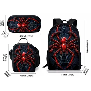 Spider Three Piece <strong>Backpack</strong> Set for Boy and Girls Best Gifts 3D <strong>Cartoon</strong> School <strong>Backpack</strong> for Children - Product Image 2