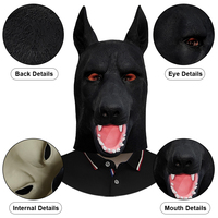 Masque en latex tête d'animal chien noir géant amusant pour Halloween, cosplay, fête, accessoires de farce, personnalisable, vente en gros