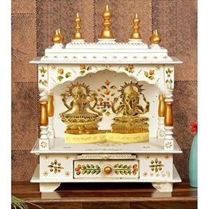 Escultura Metálica de 4 Pulgadas del Dios Hindú Lakshmi Ganesha de PARIJAT HANDICRAFT para Decoración del Hogar, Festival Diwali Indio, Pooja, Puja, Regalo Indio - Product Image 1