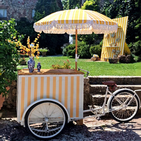 Chariot à glaces mobile en métal personnalisé, tricycle à glaces avec parasol