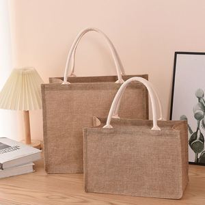 Wholesale Custom Logo Printing Burlap Tote <b>Bags</b> Recycled Linen Eco Friendly Shopping Jute <b>Bag</b> - Product Image 5