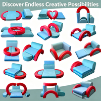 Canapé pour enfants en blocs de construction, 7 pièces, amusant, multifonctionnel, pliable, patchwork, coussin doux, petit canapé pour bébé