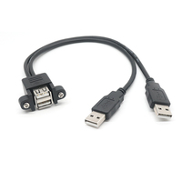Câble double USB 3.0 mâle vers femelle avec verrouillage par vis, conducteurs en cuivre pur, pour fonction support de téléphone, câble en Y