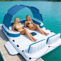 Île flottante gonflable en PVC de qualité commerciale DST pour 6 personnes avec auvent, couleurs personnalisées, logo, garantie de 3 ans pour une utilisation commerciale sur le lac