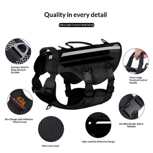 เสื้อกั๊กสุนัขแบบยุทธวิธีพร้อมหัวเข็มขัดโลหะสำหรับสุนัขขนาดใหญ่ เสื้อกั๊กปรับได้สำหรับการเดินป่า ฝึกสุนัข สายรัดสุนัขแบบยุทธวิธีพร้อมหูจับ - Product Image 4