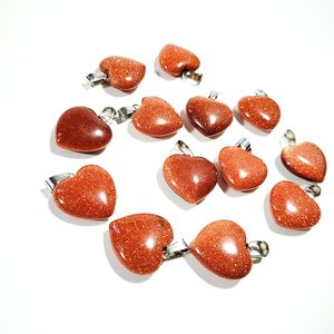 2026 100% or <span class=keywords><strong>sable</strong></span> pierre <span class=keywords><strong>coeur</strong></span> pendentif pierre guérison cristal collier fabrication de bijoux sculpture sur cristal - Product Image 1