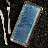 Прямая продажа с фабрики, оптовая продажа, керамическая синяя прямоугольная тарелка для ресторана в скандинавском стиле, прямоугольная тарелка для суши в отеле