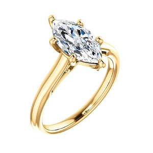 Bagues de fiançailles classiques solitaires en or jaune massif 10K, faites à la main, avec moissanite taille marquise 1CT-5CT, certifiées IGI - Product Image 2