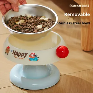 Tigela de Aço Inoxidável para Gatos, Com Design Fofo, Antiderrapante, Proteção para o Pescoço, Tigela Alta para Ração de Gato e Água para Cães e Gatos - Product Image 1