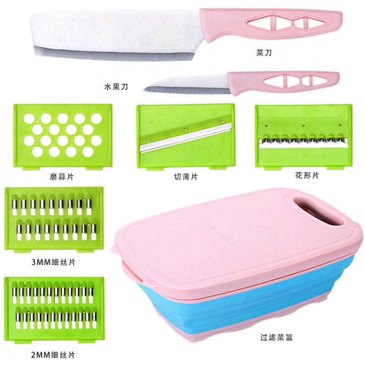 Складная разделочная доска, многофункциональная Складная разделочная доска 9 в 1 с дуршлаг